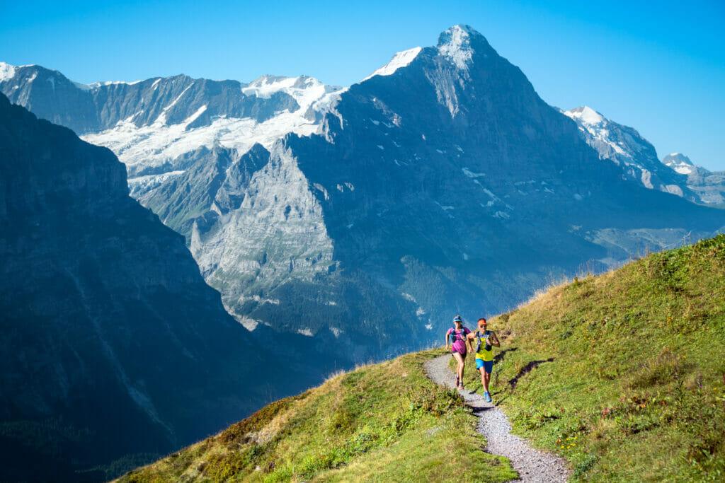 Trail running above Grindelwald, Switzerland
