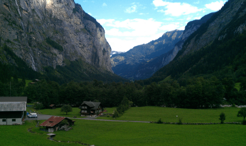 Looking down on Stechelberg, towards Lauterbrunnen.