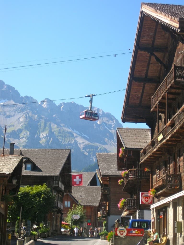 The téléphérique heads up to Croix-de-Culet. Rue du Village, Champéry.