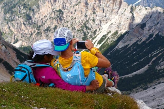 Tite and Mira consider the technical merits of their selfie.