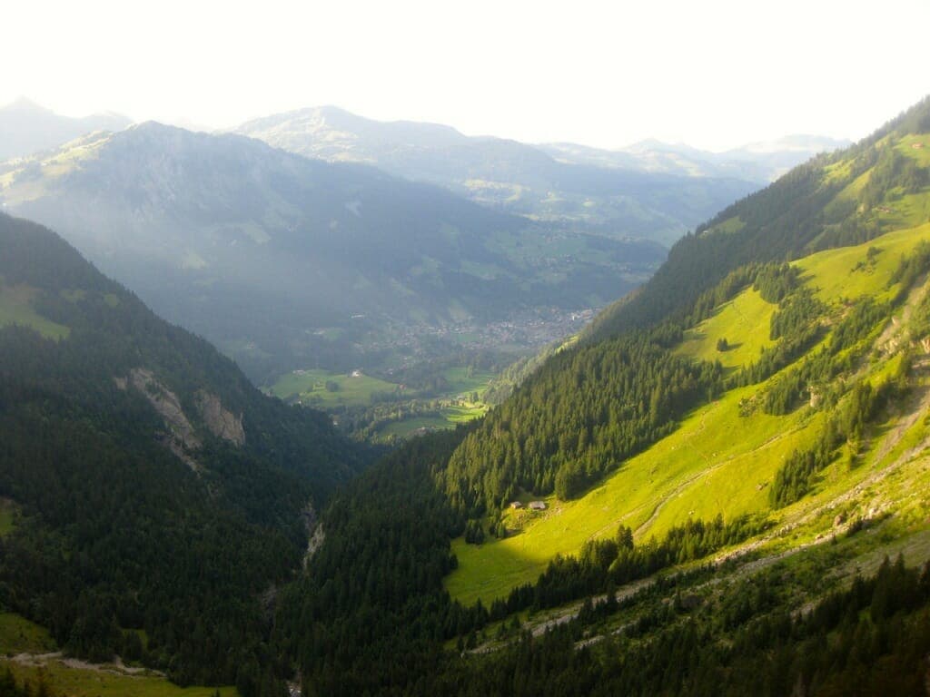 The final descent: Looking at Champéry from Pas D'Encel.