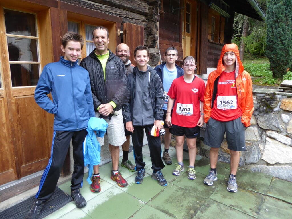 2015 Rufer family Sierre-Zinal participants Maxime, Daniel, Peter, Alexis, Samuel, Alana, and Simon.