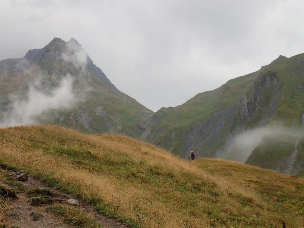 Following my New Zealand friend up to the climb to Grand Col Ferret.