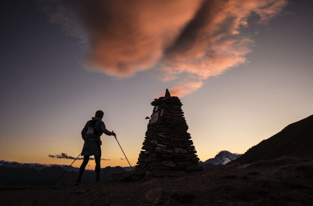 Col Champillon as a Tor runner closes in on the finish in Courmayeur.