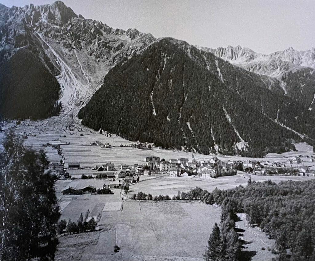 The Brevent as seen from Chamonix in a classic old photo.