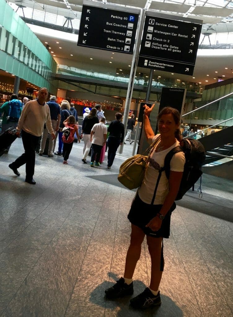 As soon as you exit customs, you'll see a train icon. Follow it!