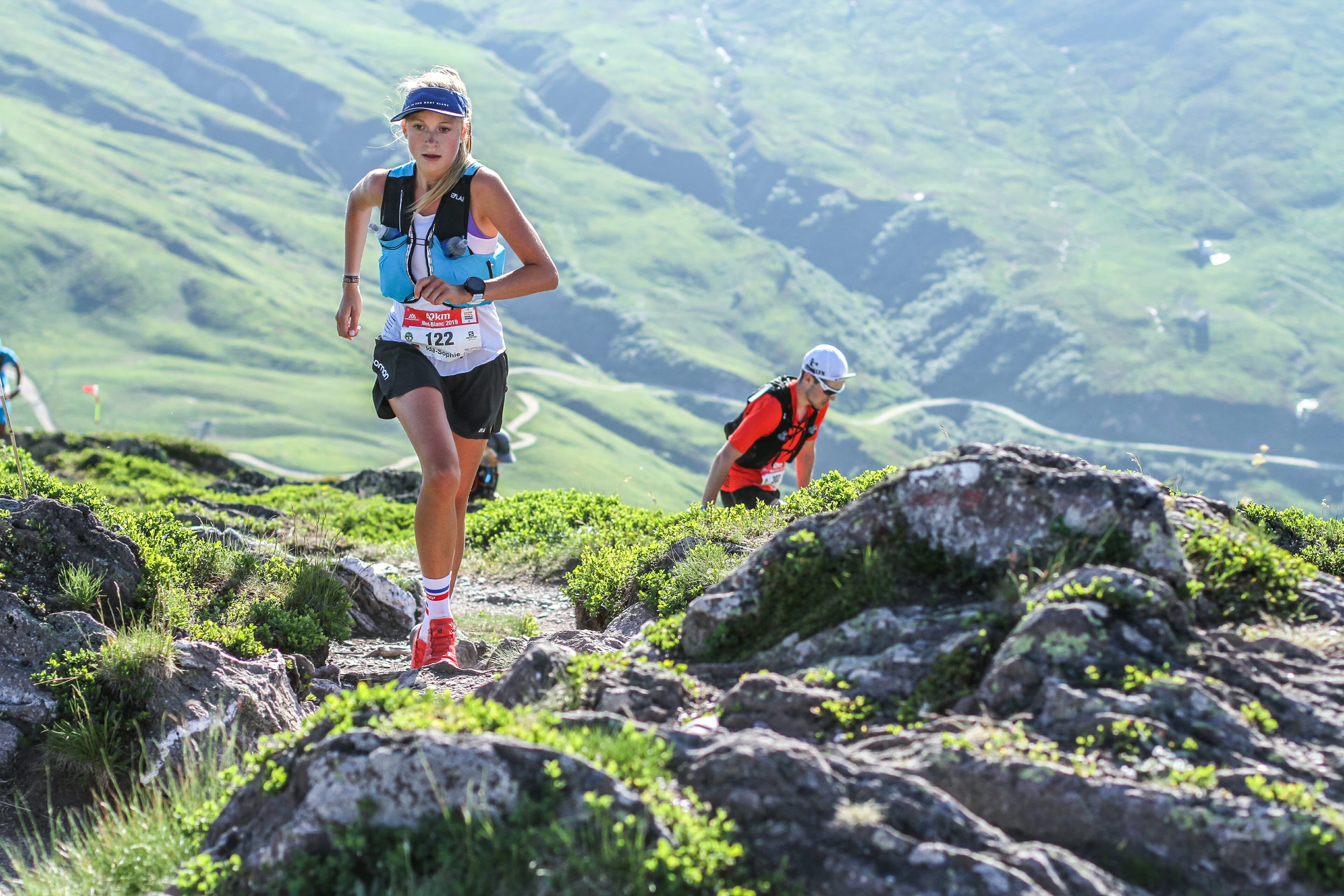 Ida-Sophie Hegemann approaching Aiguillette des Posettes during 2019 90k du Mont Blanc (Photo: Chase Willie)