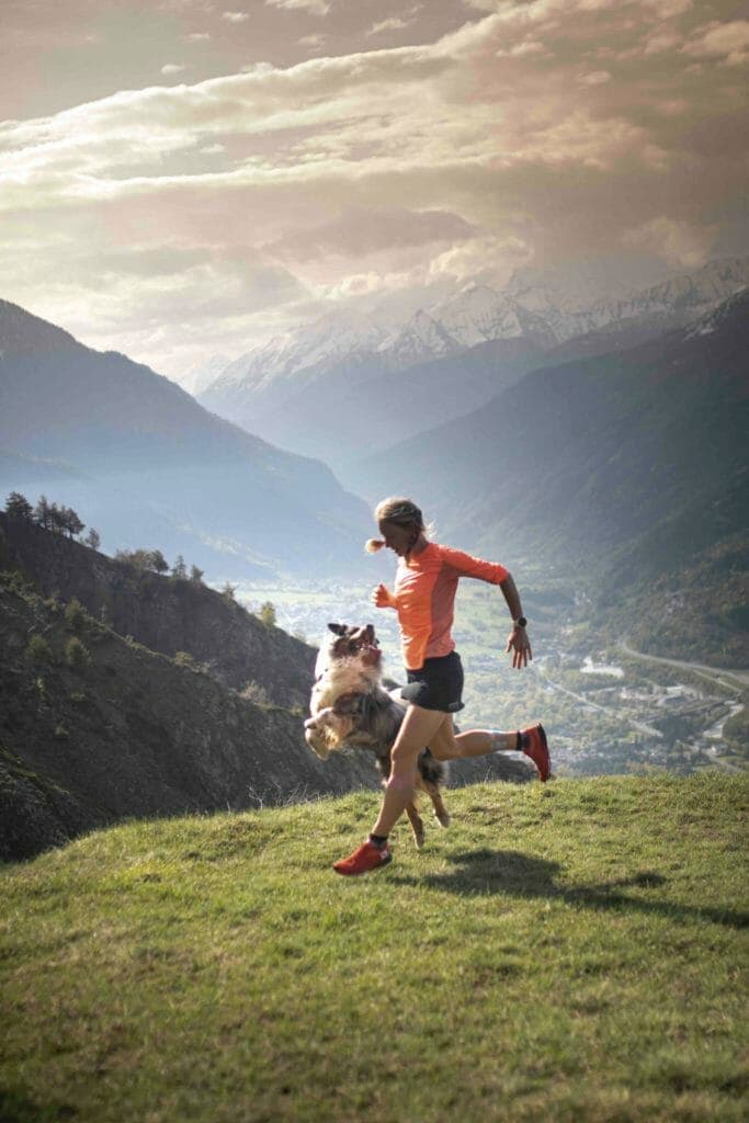 Mimmi Kotka and her dog in the valley