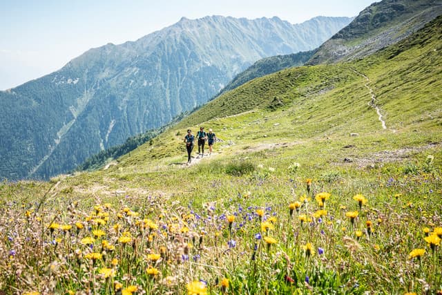 3 running toward Col de Balme on TMB