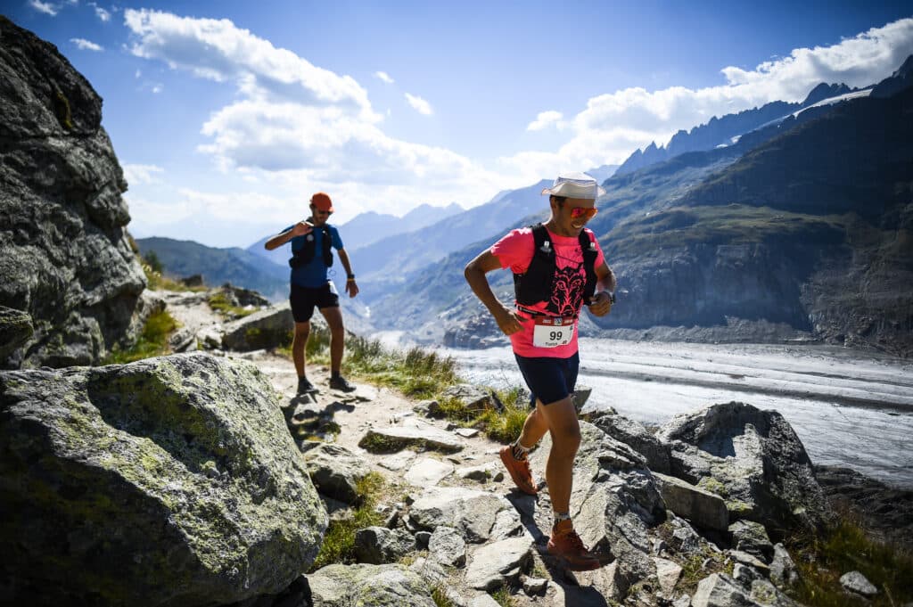 running along the beautiful Aletsch Glacier