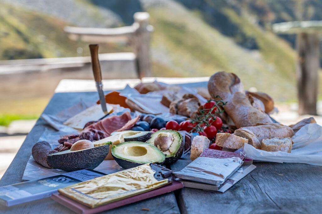 Charcuterie board food in the alps