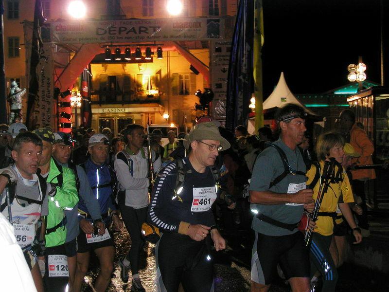 UTMB First Edition. Runners leaving the start point.