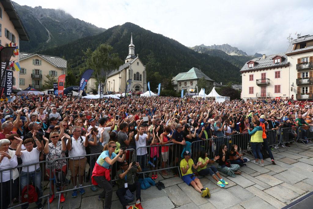 Spectators at the UTMB event in Chamonix