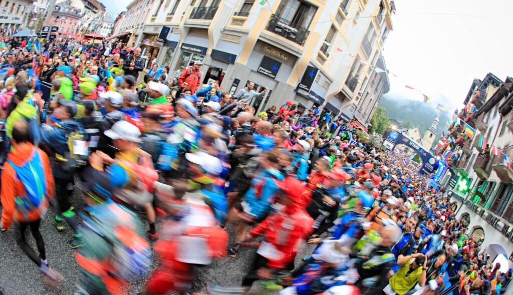 Runners taking off at the start of UTMB.