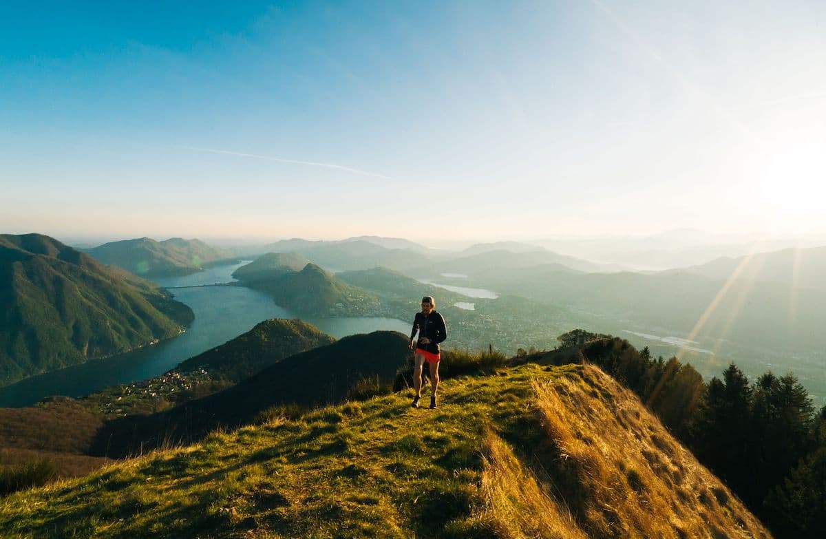 A trail runner on Monte Boglia, Ticino