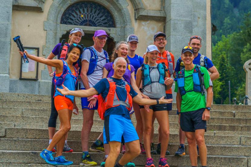 Giles Ruck with a group about to start the TMB, Chamonix