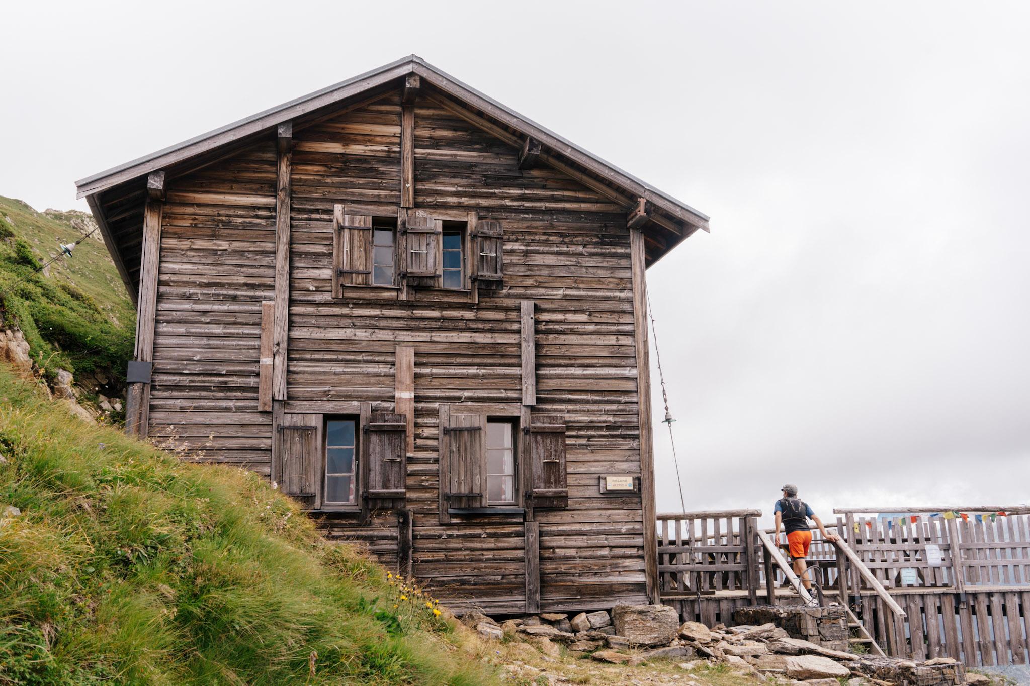 Run out walk upstairs of wooden mountain refuge