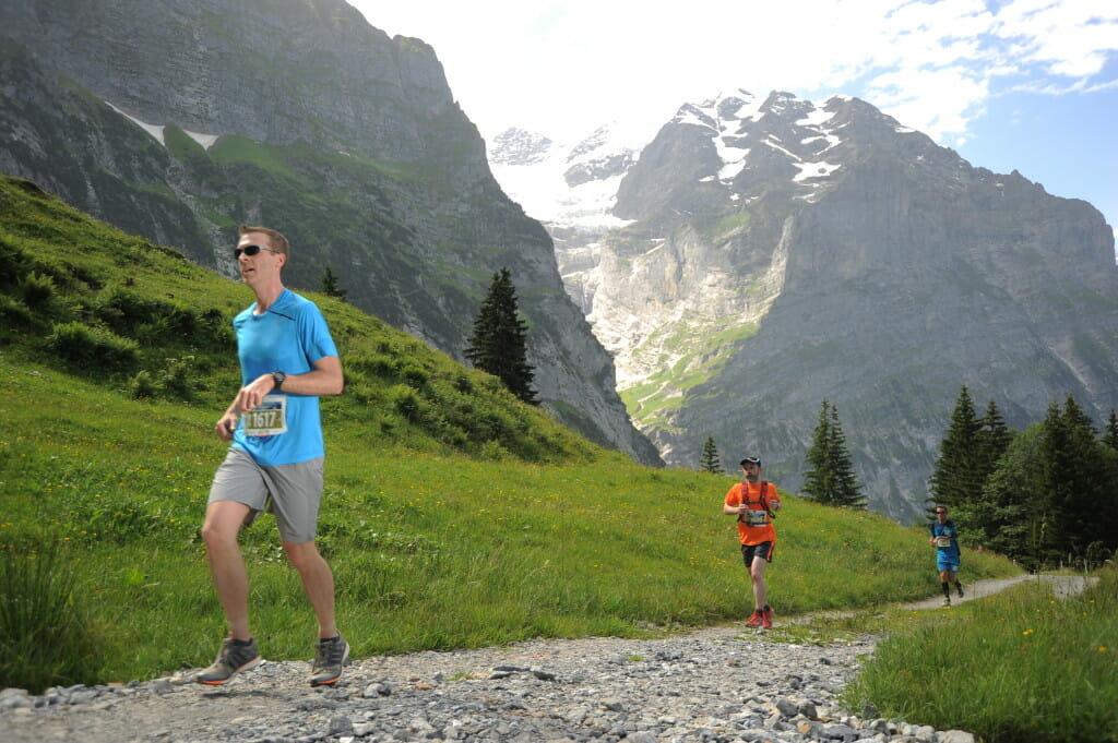 Nate running the Eiger Ultra Trail's 16 km course. Source: Alpha Foto