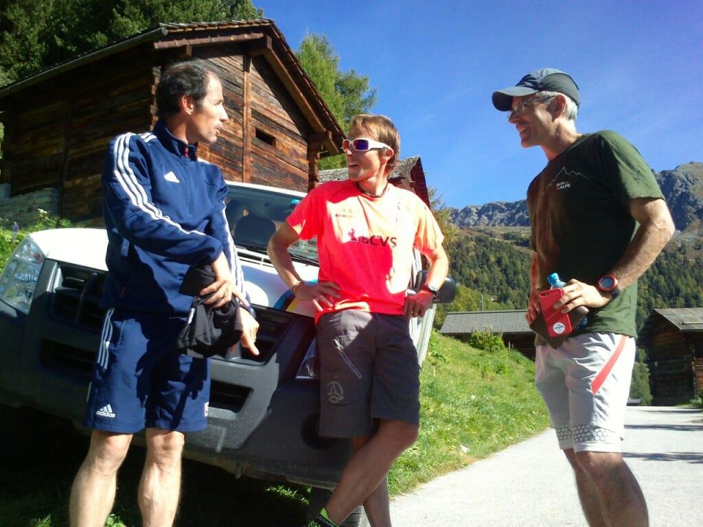 One of England's greatest trail runners ever, Billy Burns, talks with noted Valais runner Emmanuel "Manu" Vaudan, and Run the Alps' Doug Mayer.