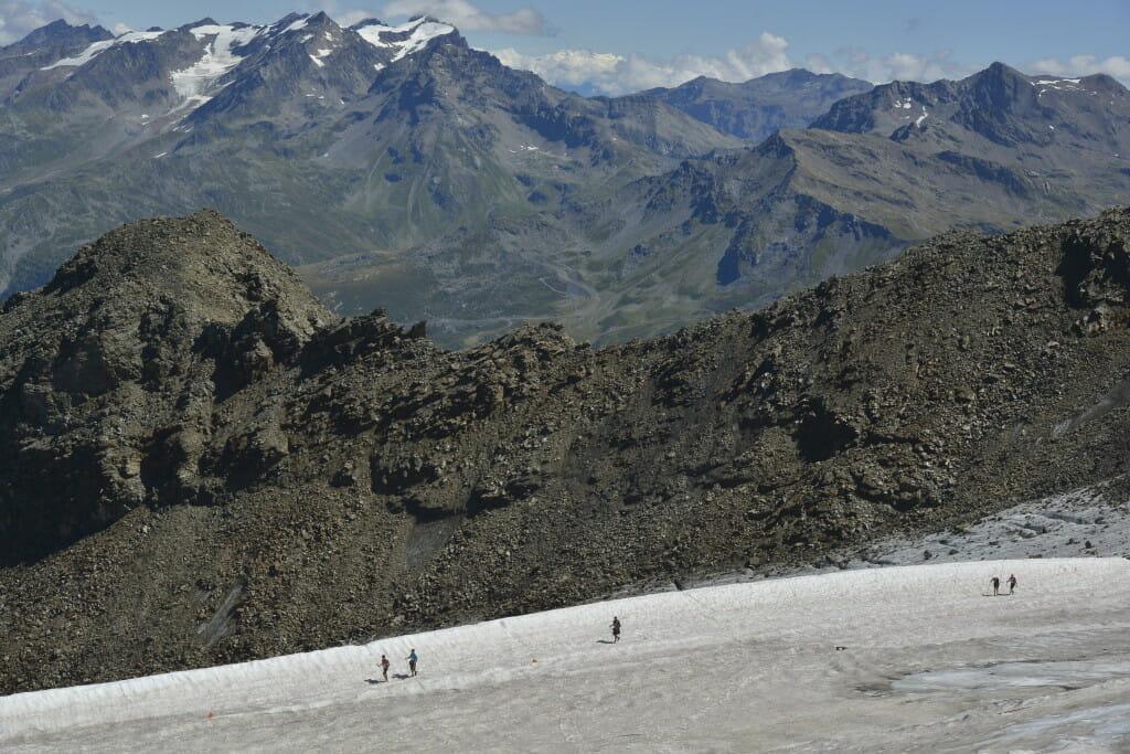 K2 runners cross the glacier and begin to close in on the end of the course. Photo courtesy of Eric Lamugniere.