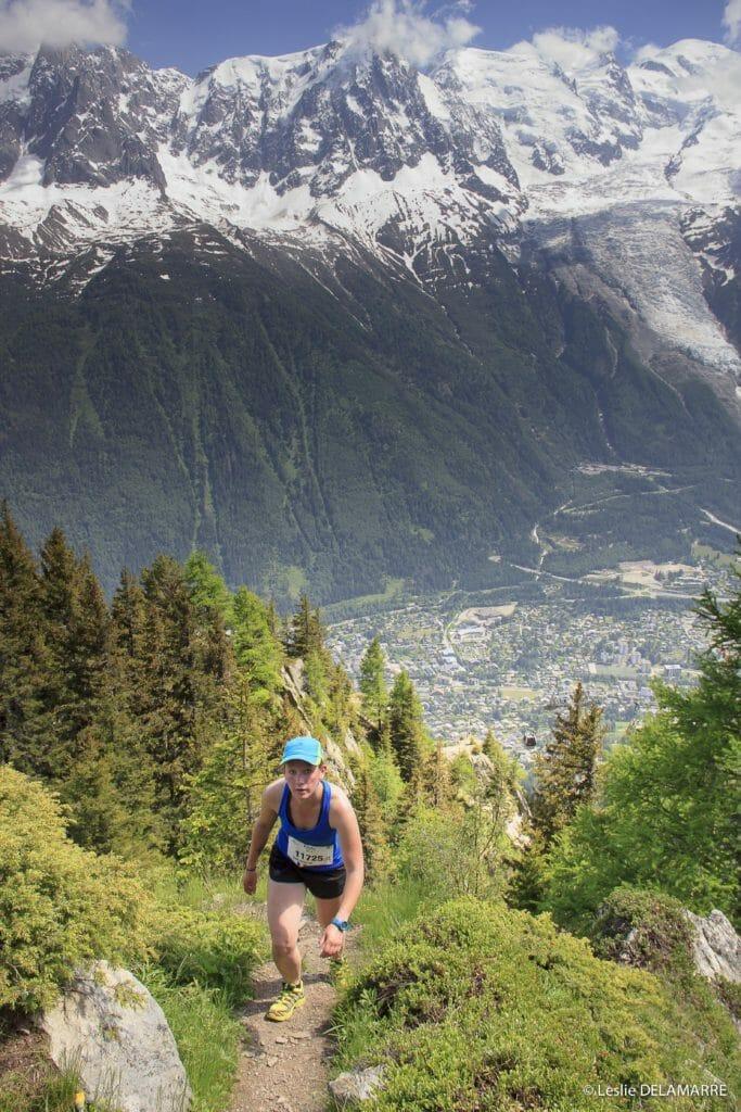 A vertical kilometer runner, only part of the way to Planpraz. The race start, in Chamonix, is the distance. (Photo courtesy of Club des Sports, Leslie Delamarre.)