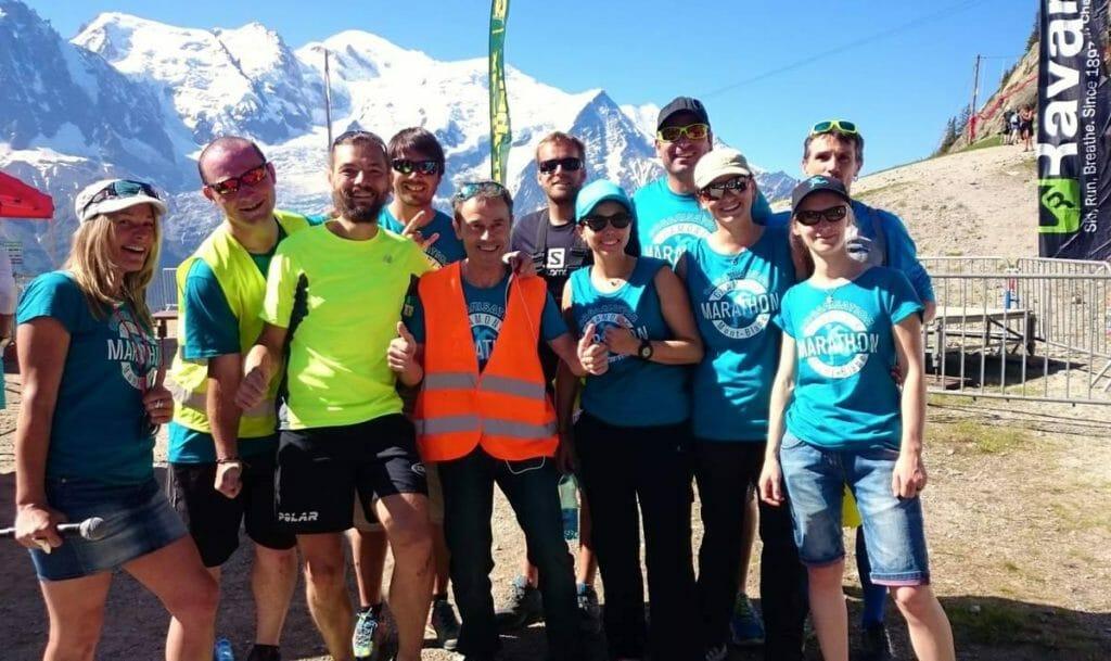 Volunteering at the Mont Blanc Marathon, at Planpraz above Chamonix. (Photo courtesy of Alain Bustin.)