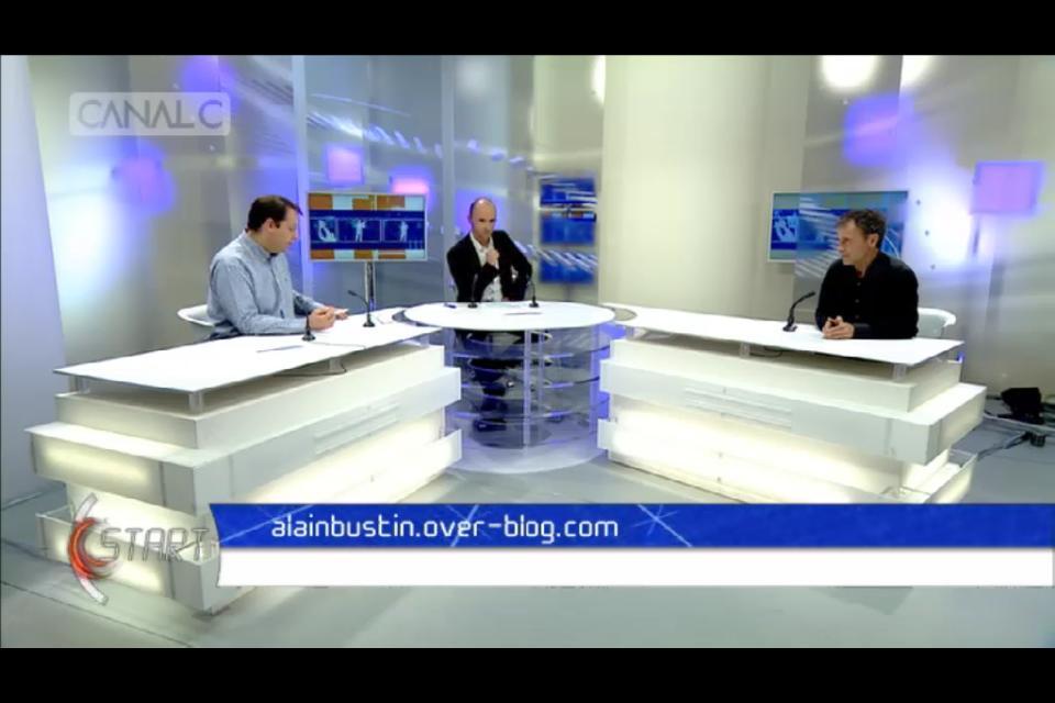 Talking trail running on France's Canal C TV network. (Photo courtesy of Alain Bustin.)