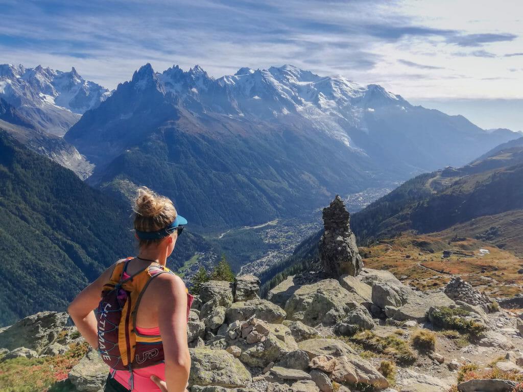 Trail running. Looking down to Chamonix from Tete aux Vent (Photo: Sam Hill)