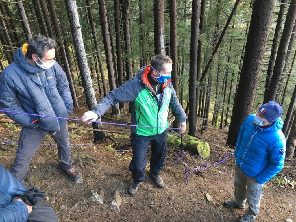 IML refresher Chamonix, rope work practice on steep ground
