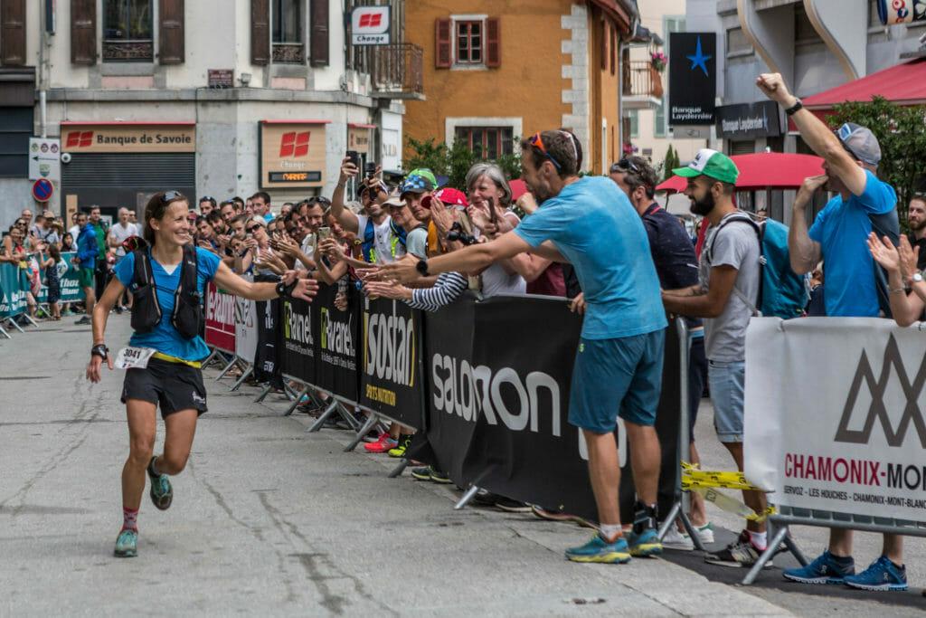 Chamonix finish line high five