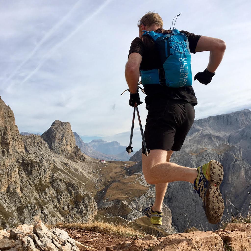 Bruno Yates running in the Italian Dolomites