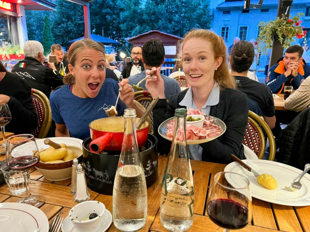 eating fondue