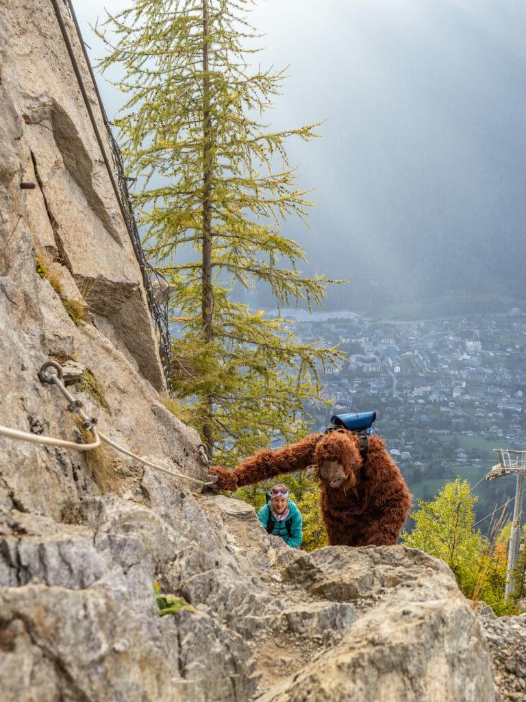 Bigfoot running on the Vertical Kilometer in Chamonix, France.