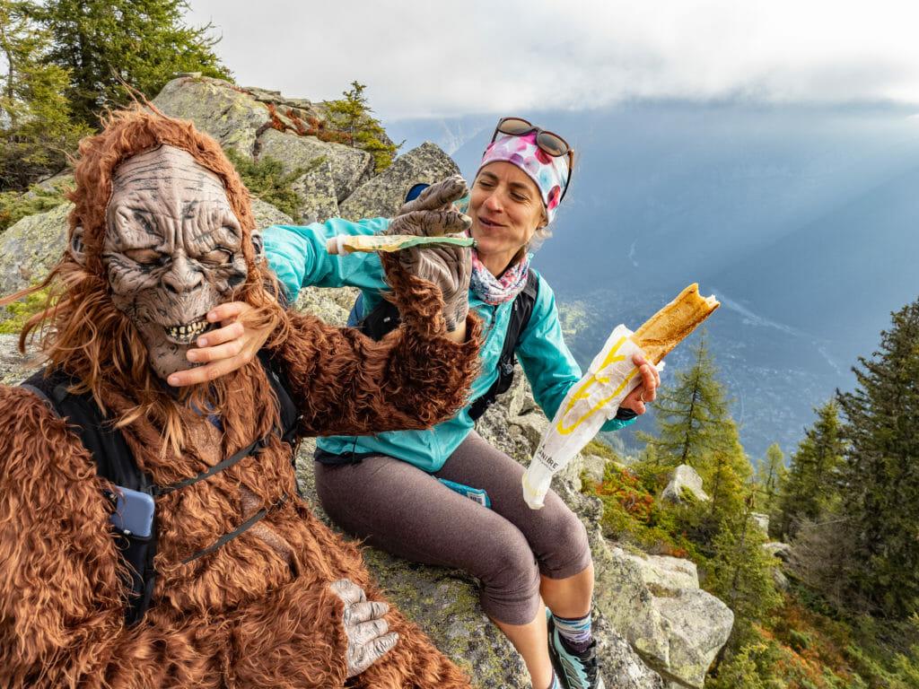 Bigfoot on the vertical kilometer in Chamonix, France with Trail Butter.