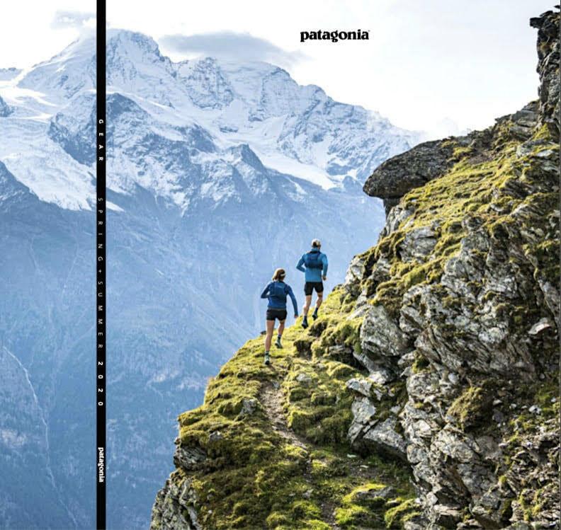 Patagonia catalogue front page showing trail running on the Run the Alps Via Valais trip above Verbier, Switzerland.