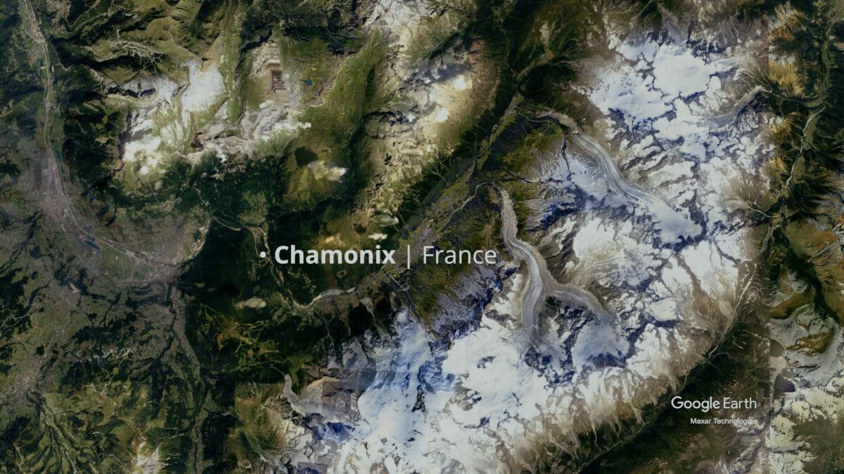 The Alps and Chamonix in 3D from above