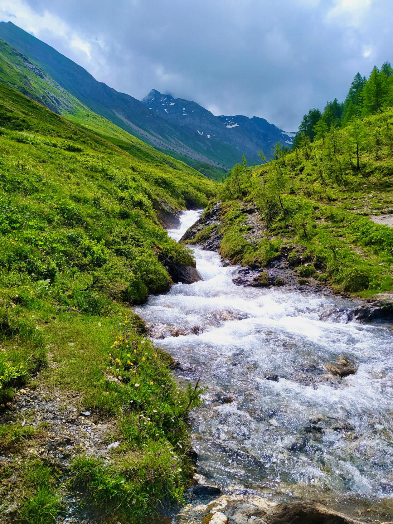 a brook running out of Italy's alps.