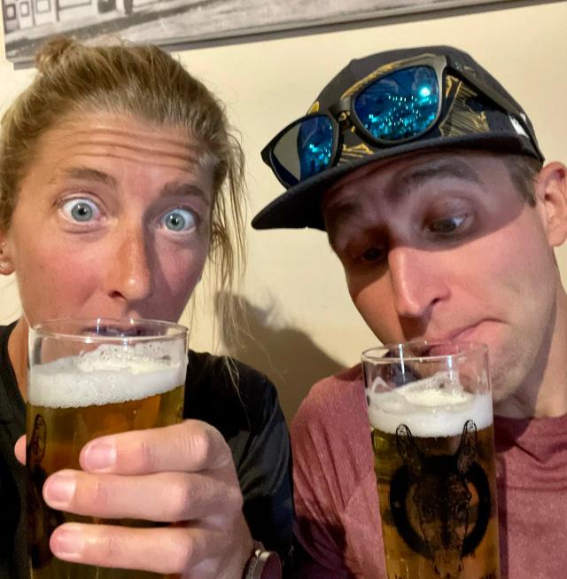 Courtney and Kevin are always keen to enjoy the local brews after a run!