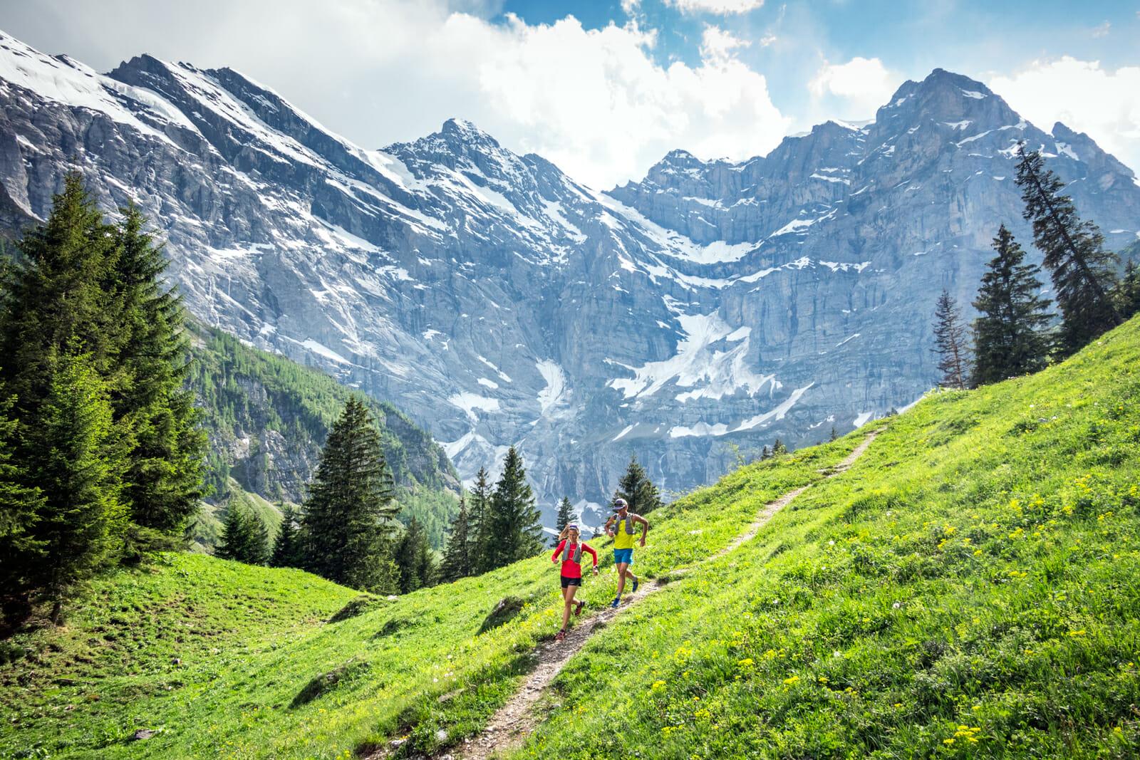 Trail running near Gimmelwald, above Lauterbrunnen, Switzerland. (Photo: PatitucciPhoto)