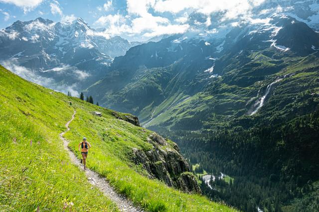 Trail running from the Lauterbrunnen Valley to Obersteinberg, Switzerland